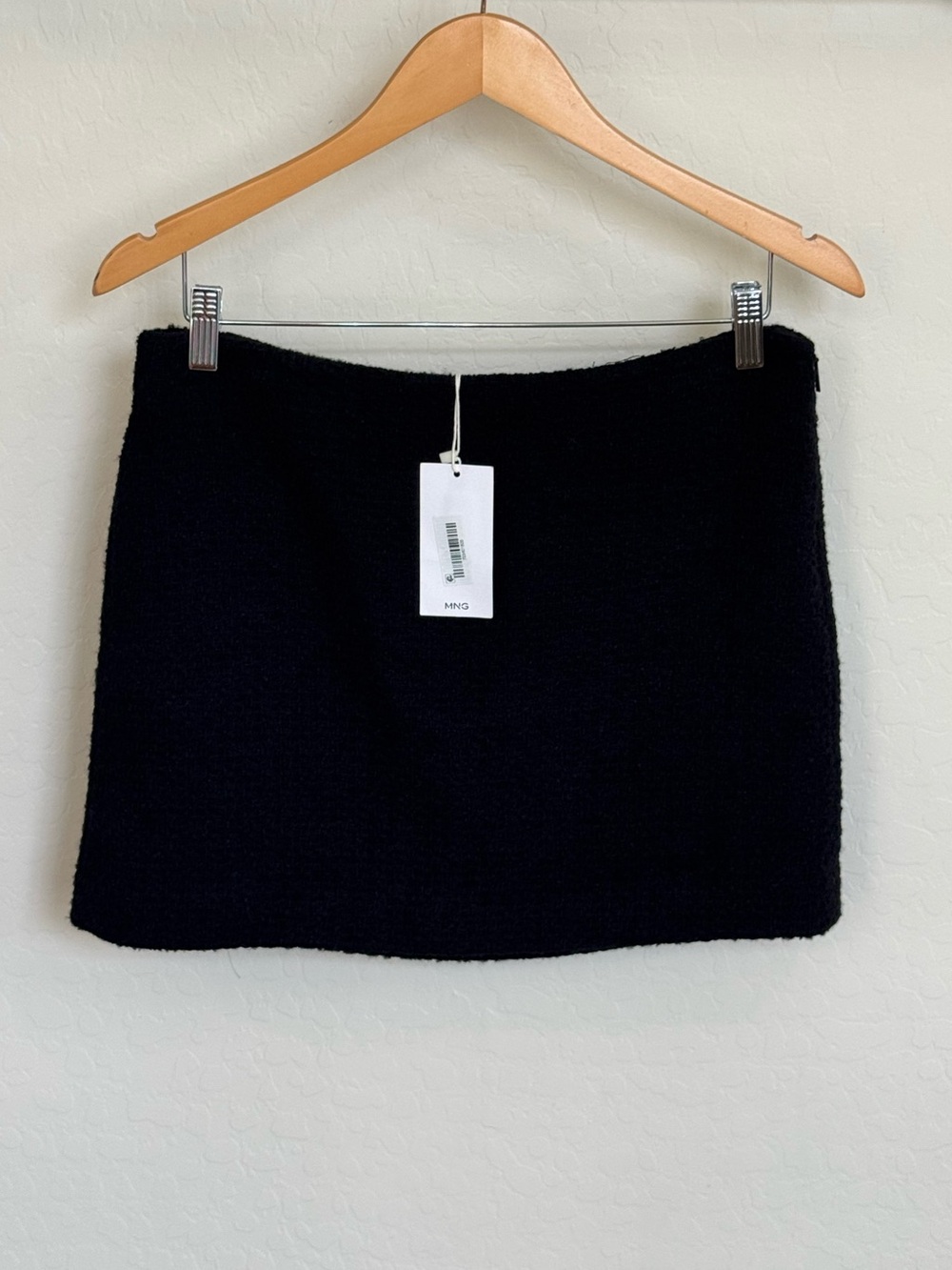 NWT Mango Black Bouclé Tweed Mini Skirt Wool Blend Size M Medium